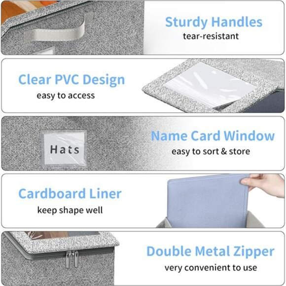 Hat storage box baseball cap organizer stackable closet container holds 20 caps - Picture 5 of 7